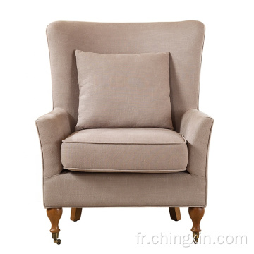 Chaise d'accent armé de tissu solide moderne au milieu du siècle avec roulettes